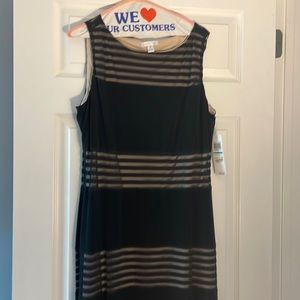 London times long black dress with nude cut outs